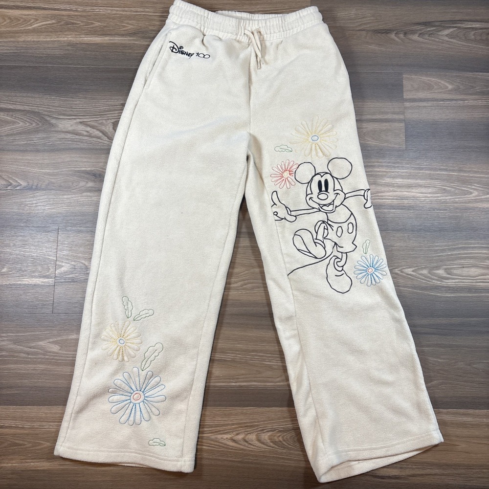 Disney 100 Mickey Mouse Embroidered Fleece Sweatpants‎ Size M